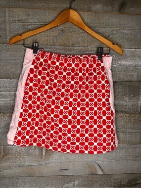 J. Mclaughlin Red pink Patterned A-Line tennis Skort with Pink Side Panels
